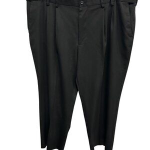 Izod Mens Black Polyester Pleated Front Dress Pants Size 46x30 Tailored Classic
